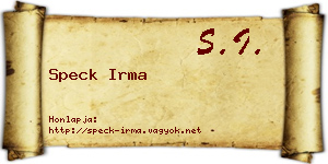 Speck Irma névjegykártya
